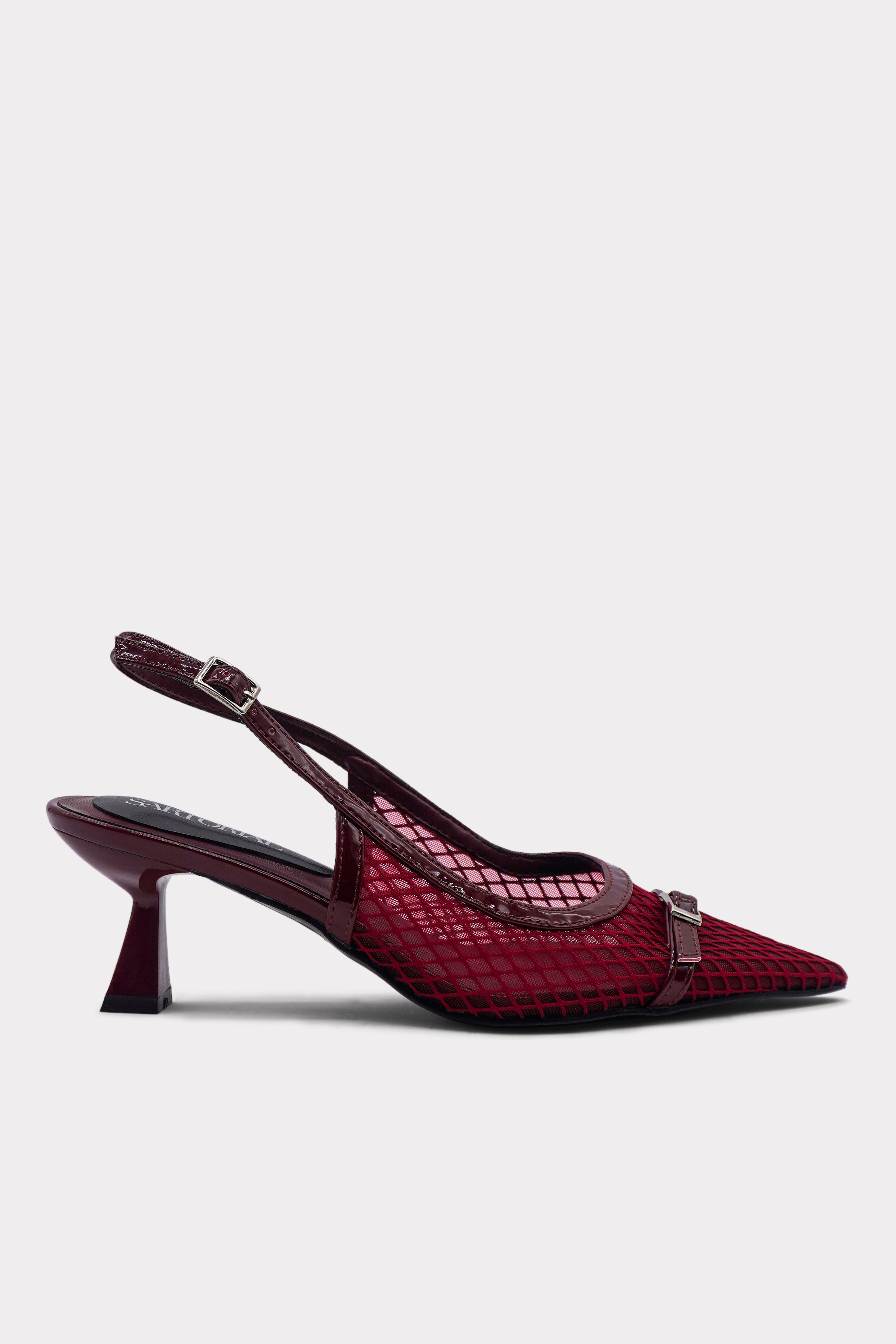 Burgundy Mesh Elegance Heels