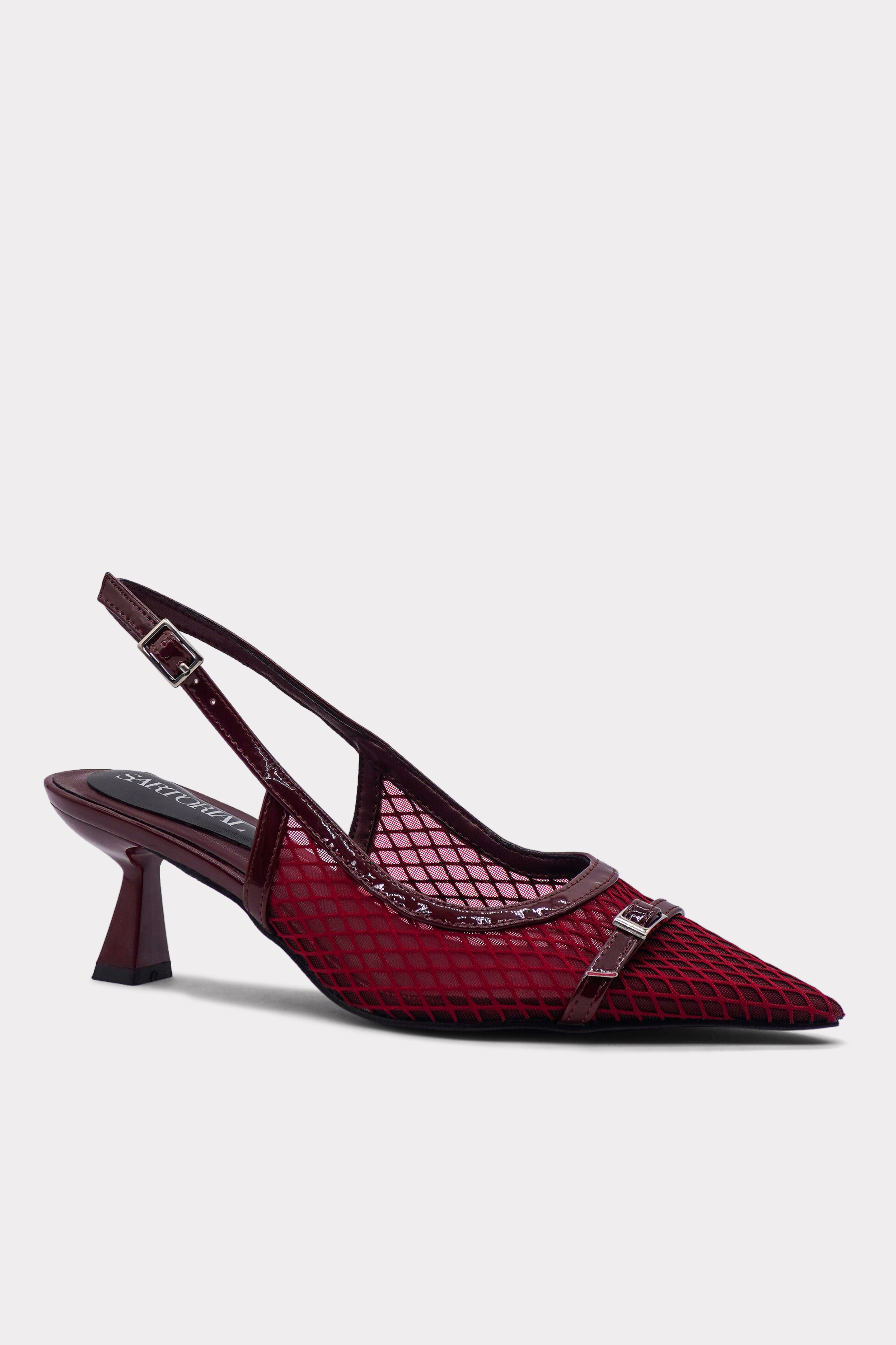 Burgundy Mesh Elegance Heels