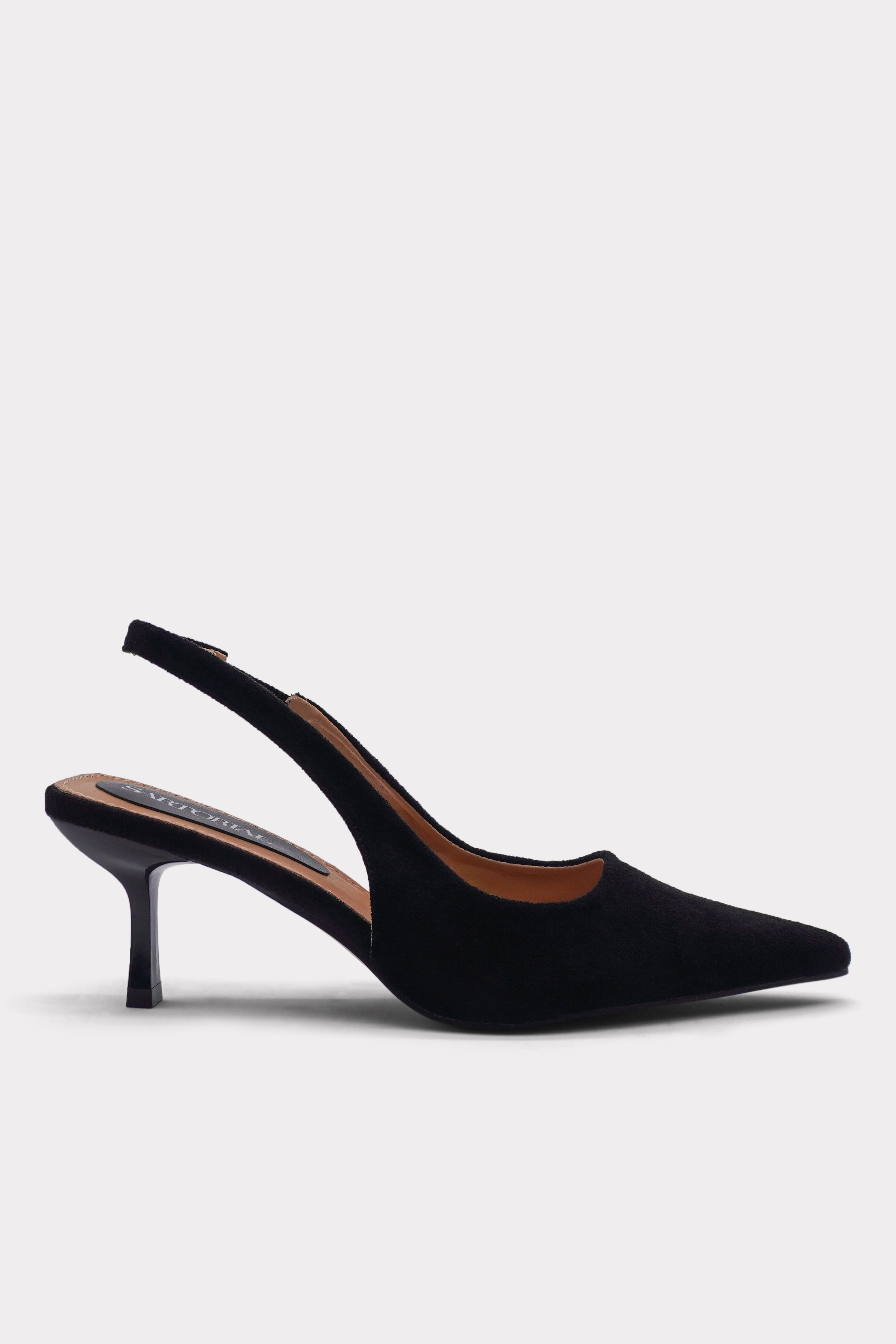 Black Valentina Sling Back Heels